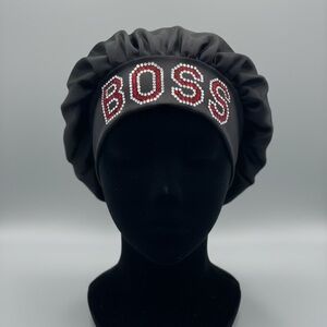 Elegant Black Satin 'BOSS' Headwrap